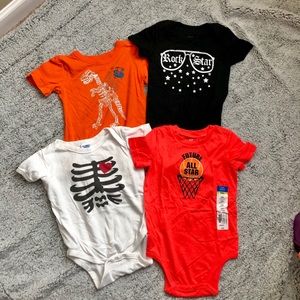 4 Onesie Bundle Dinosaurs Rock Star and Basketball